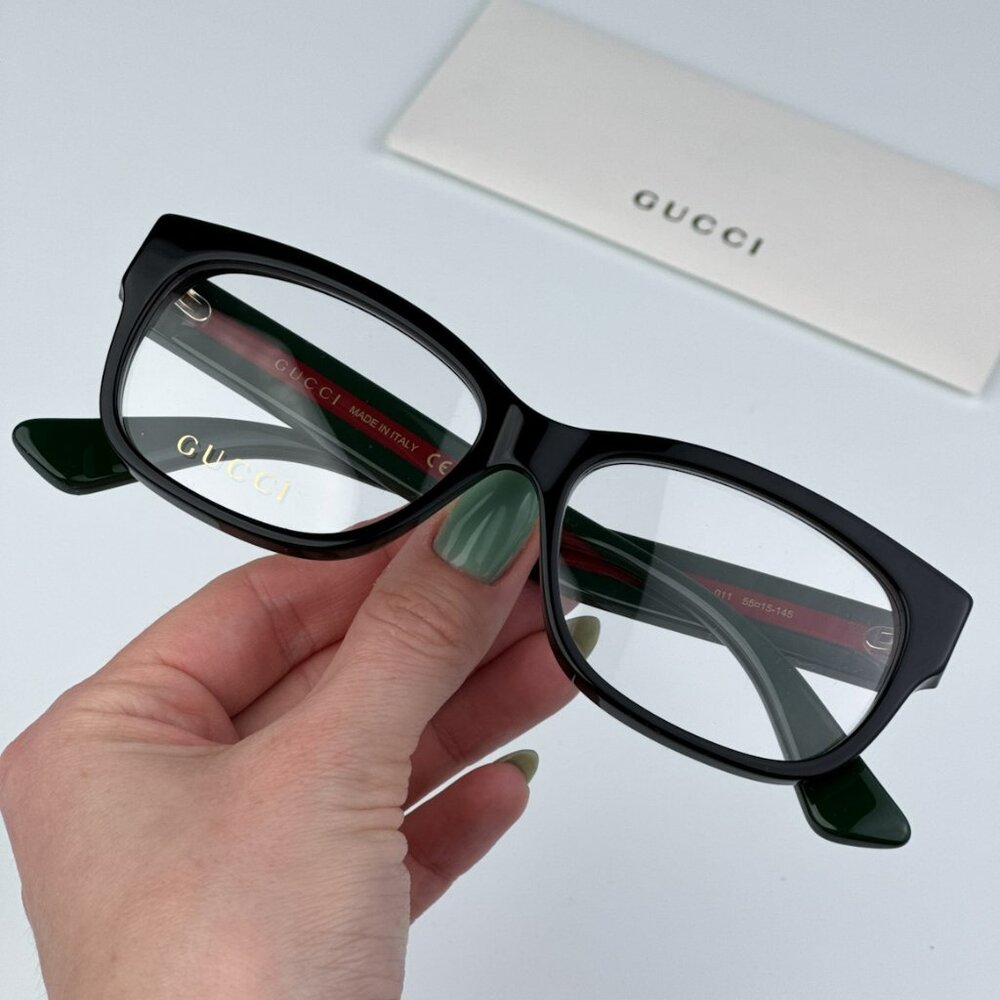 Gucci GG0278O 011 BRAND NEW Eyeglasses Black Multicolor Rectangle Women